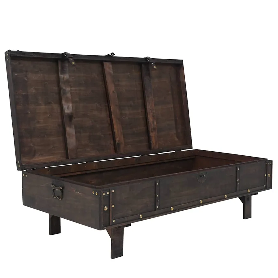 Table basse contreplaqué style vintage 120x55x35 cm - 3