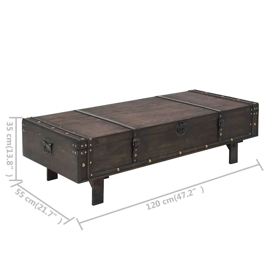 Table basse contreplaqué style vintage 120x55x35 cm - 8