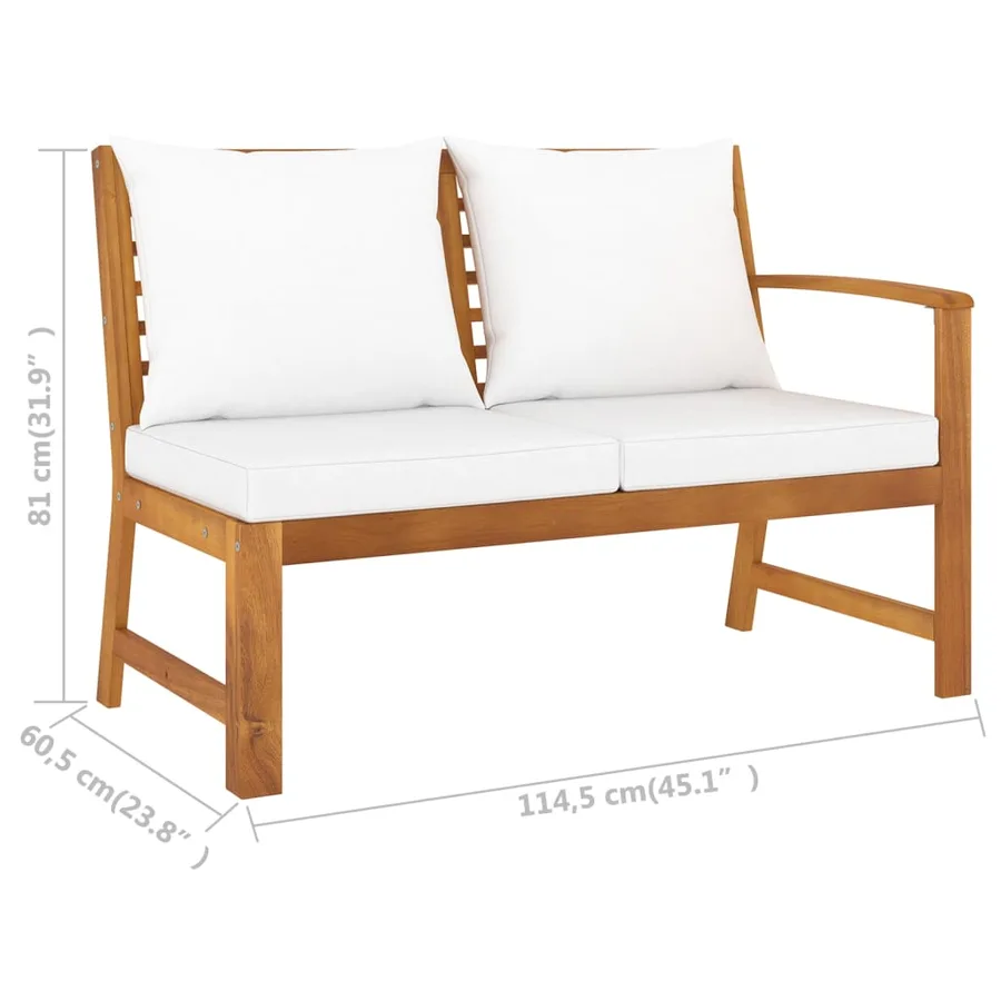 Salon de jardin 4 pcs avec coussin Crème Bois d'acacia solide - 10