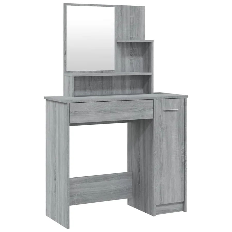 Coiffeuse avec miroir Sonoma gris 86,5x35x136 cm - 2