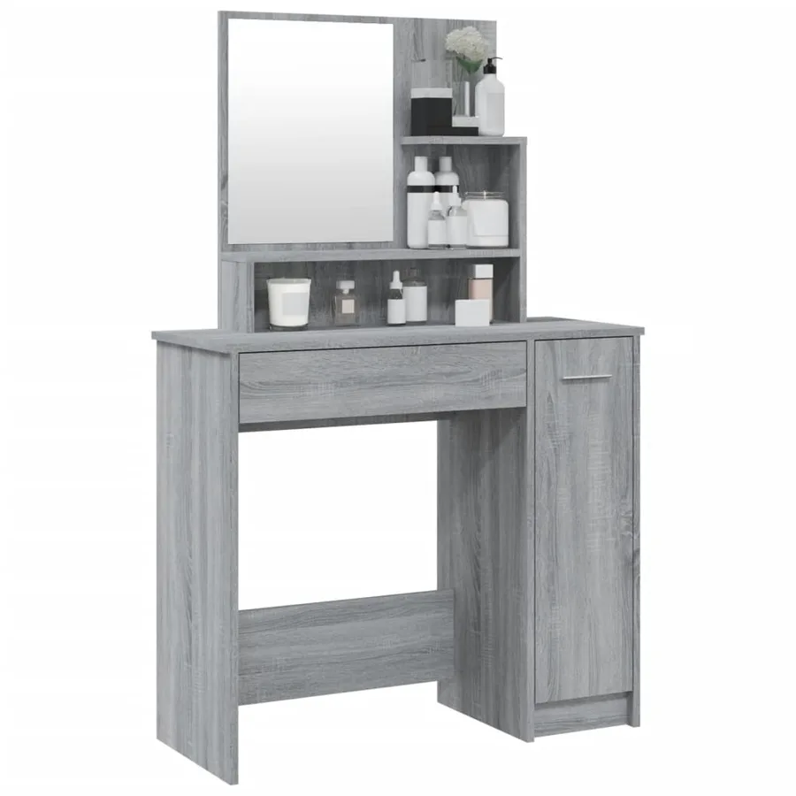 Coiffeuse avec miroir Sonoma gris 86,5x35x136 cm - 4