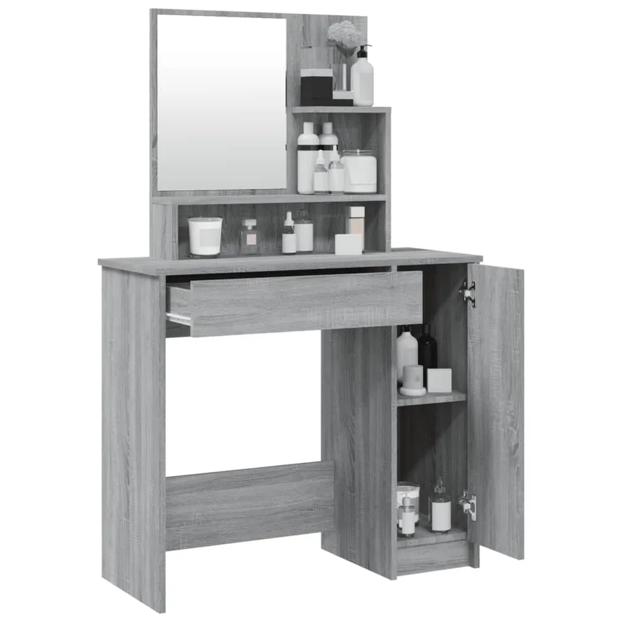 Coiffeuse avec miroir Sonoma gris 86,5x35x136 cm - 5