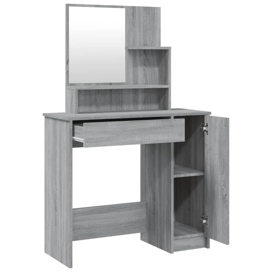 Coiffeuse avec miroir Sonoma gris 86,5x35x136 cm - 7