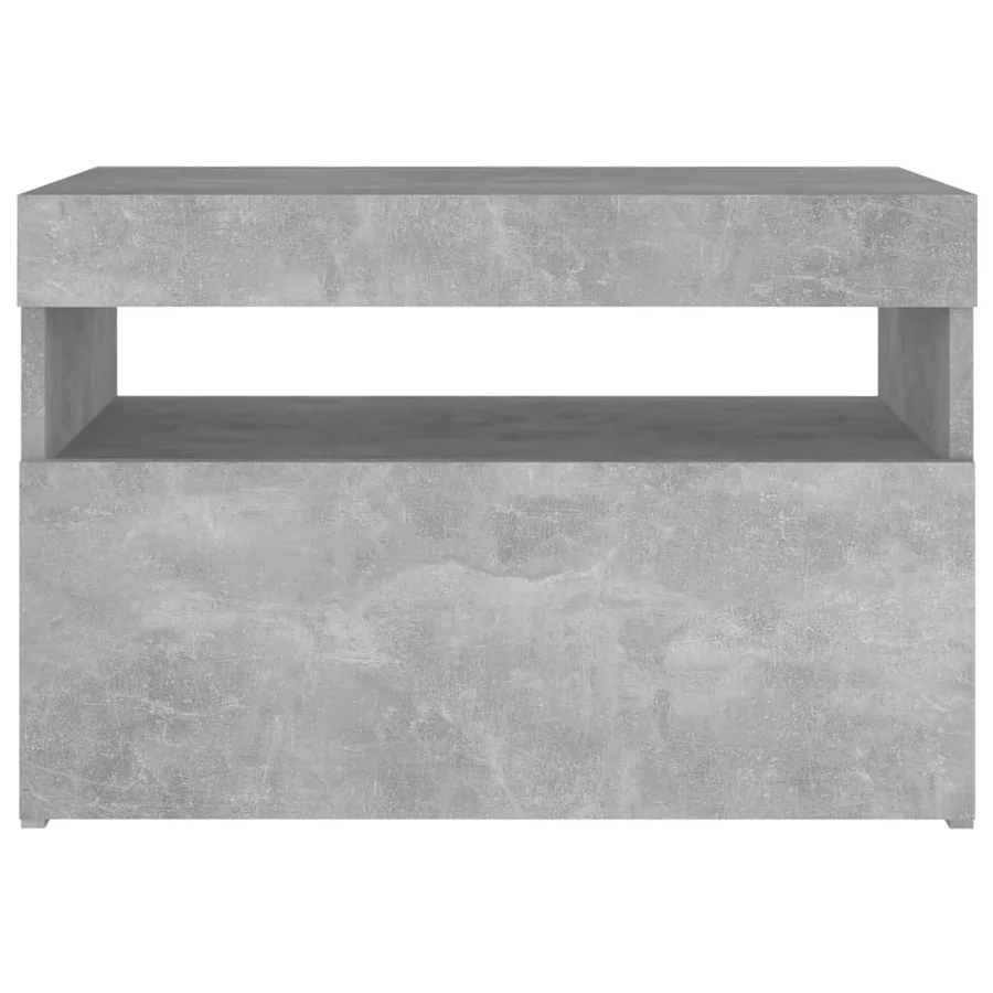 Table de chevet avec lumières LED gris béton 60x35x40 cm - 10