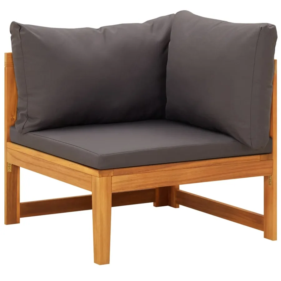 Salon de jardin 3 pcs avec coussins gris foncé Bois d'acacia - 3