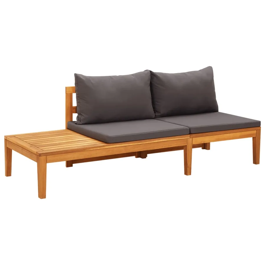Salon de jardin 3 pcs avec coussins gris foncé Bois d'acacia - 6