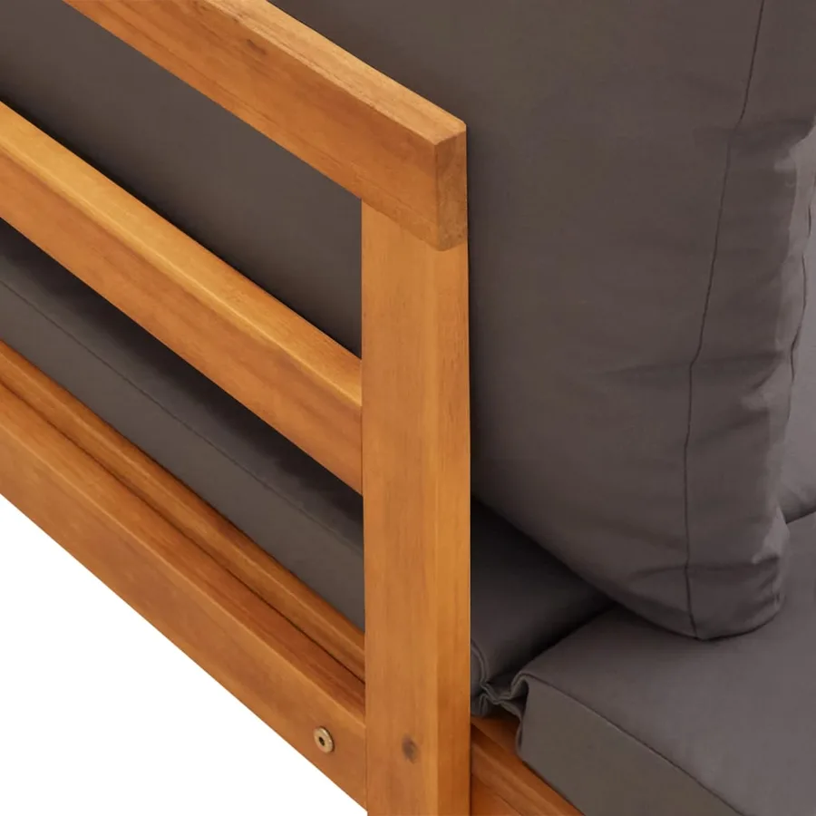 Salon de jardin 3 pcs avec coussins gris foncé Bois d'acacia - 8