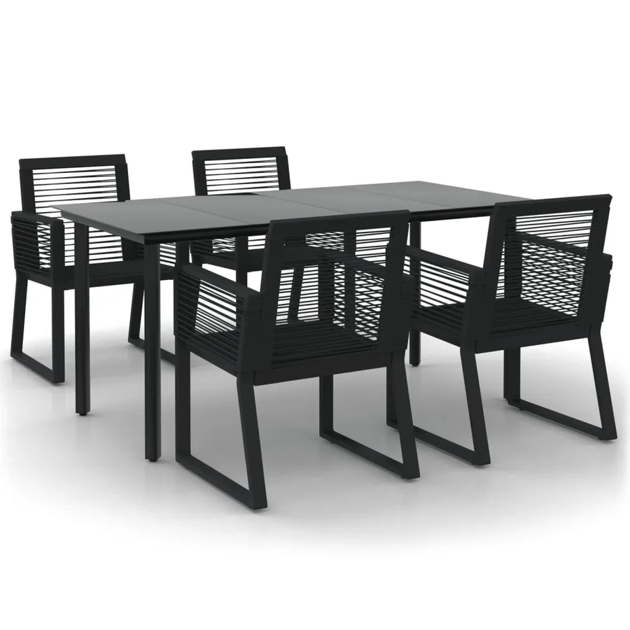 Ensemble à manger de jardin 5 pcs Noir Rotin PVC - 2