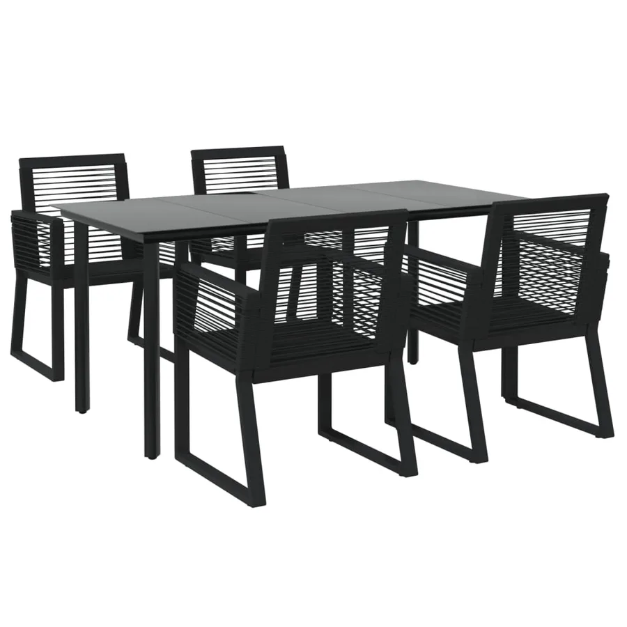 Ensemble à manger de jardin 5 pcs Noir Rotin PVC - 3