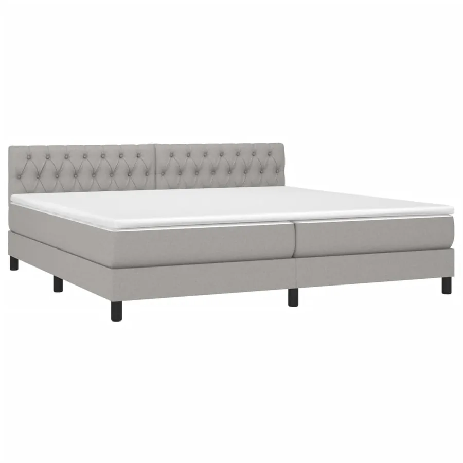 Sommier à lattes de lit matelas LED Gris clair 200x200 cm Tissu - 3