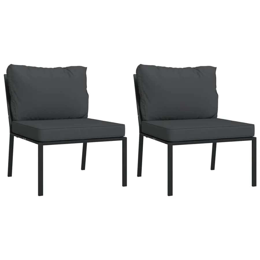 Salon de jardin 6 pcs avec coussins gris acier - 6