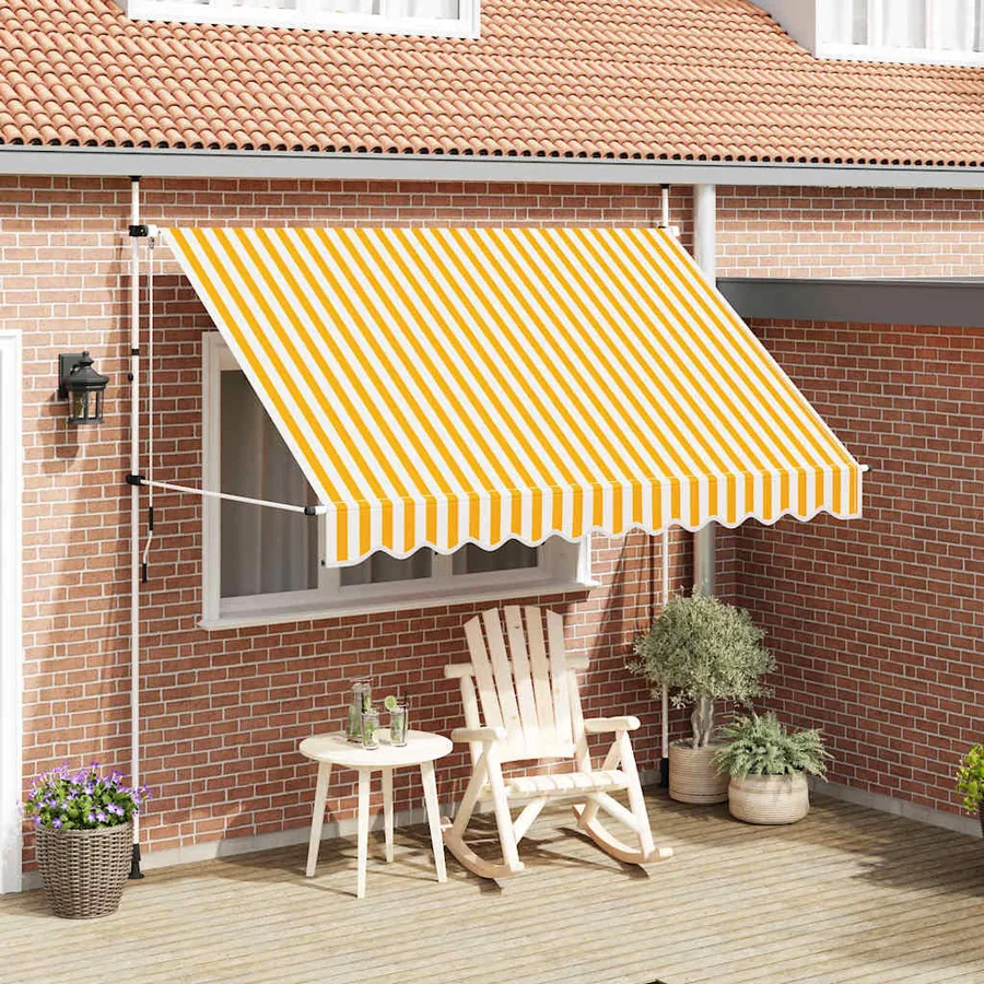 Auvent rétractable manuel 300 cm Rayures oranges et blanches