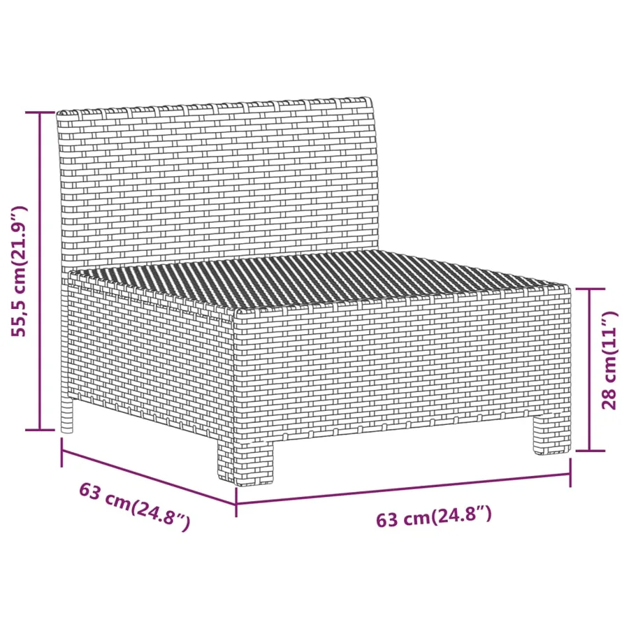 Salon de jardin 6 pcs avec coussins Gris Résine tressée - 11