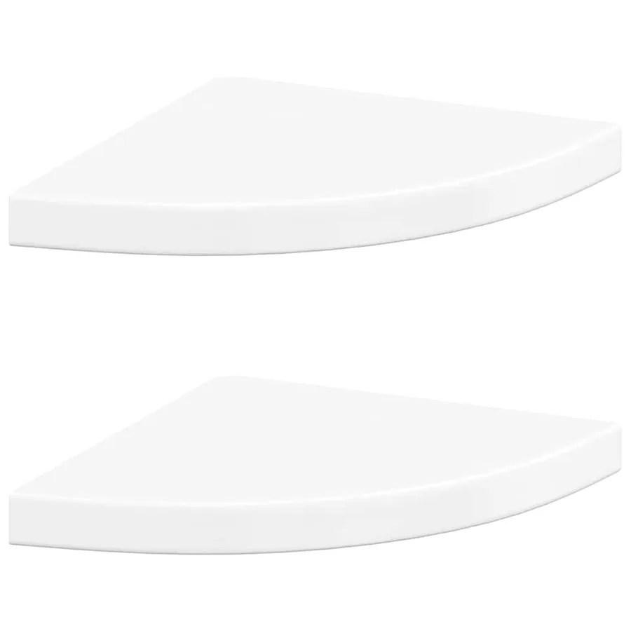 Étagères d'angle flottantes 2pcs blanc brillant 35x35x3,8cm MDF - 2