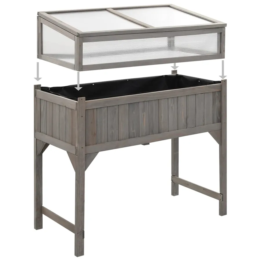 Lit surélevé avec serre 110x54x120 cm Bois de sapin massif - 5