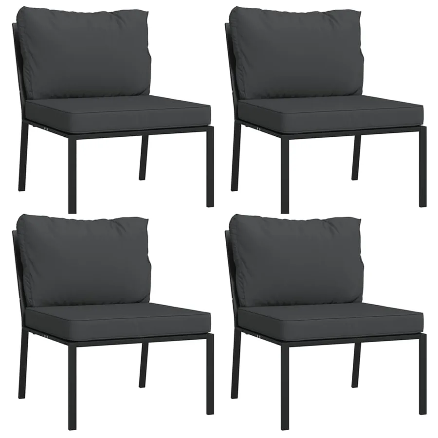 Salon de jardin 9 pcs avec coussins gris acier - 4