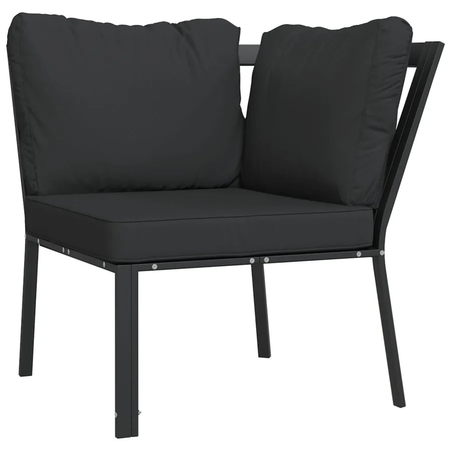 Salon de jardin 9 pcs avec coussins gris acier - 8