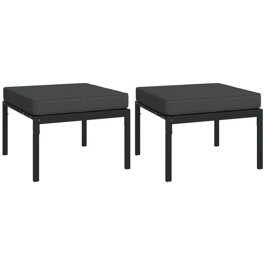 Salon de jardin 9 pcs avec coussins gris acier - 9