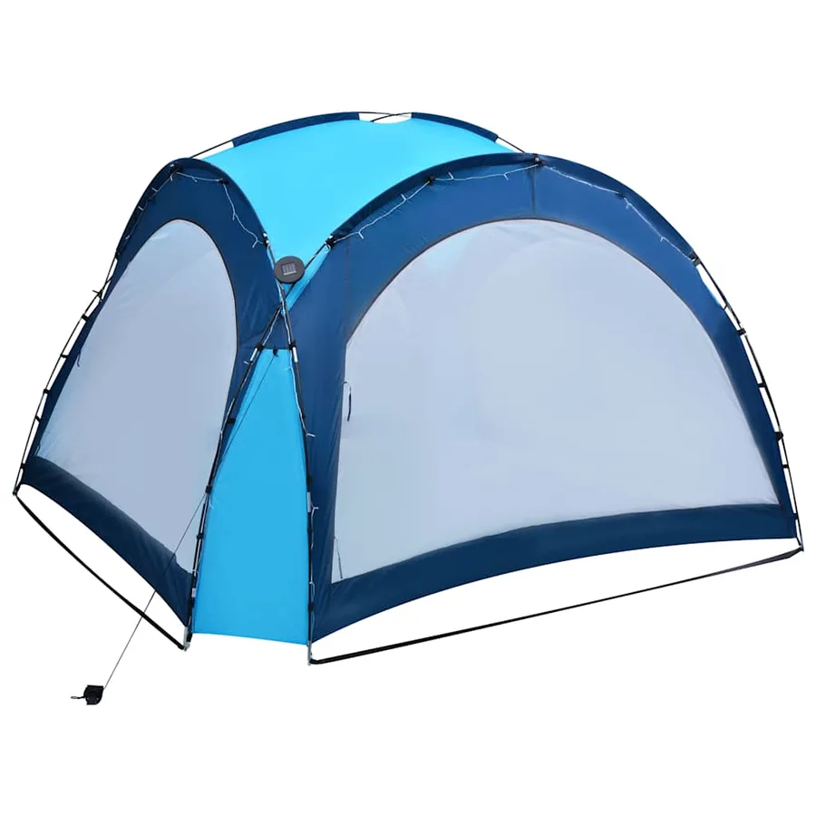 Tente de réception avec LED et 4 parois 3,6x3,6x2,3 m Bleu - 4