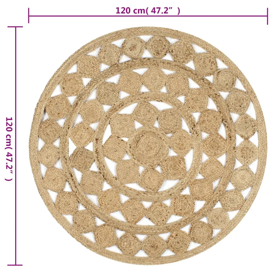Tapis fait à la main Jute tressée 120 cm - 6