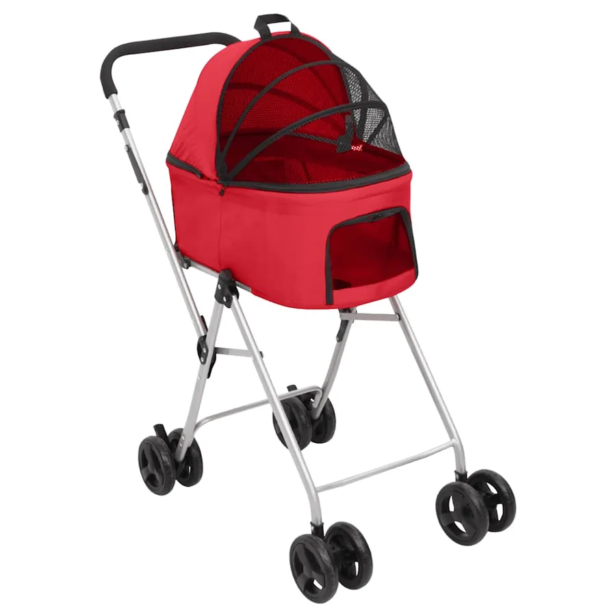 Poussette pour chien pliante à 2 niveaux Rouge 83x48x97 cm - 8