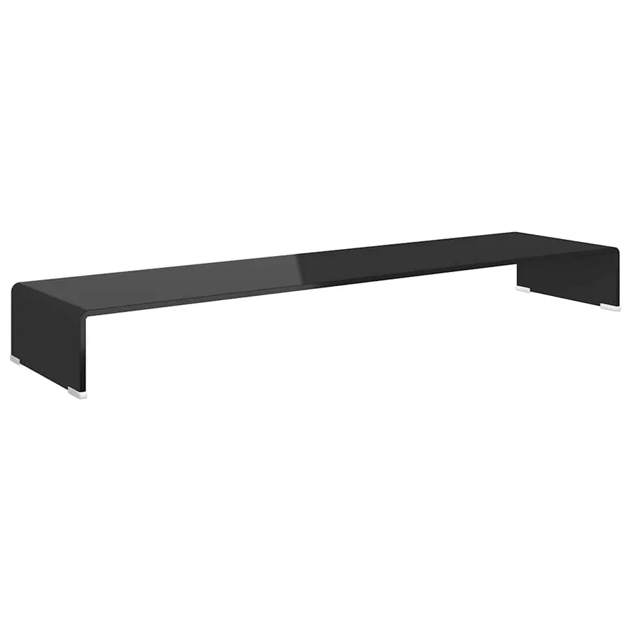 Meuble TV/support pour moniteur 120x30x13 cm verre noir - 2