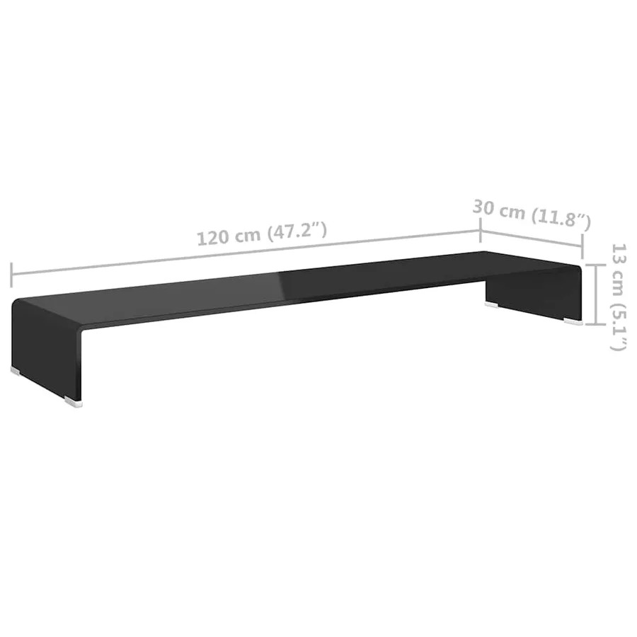 Meuble TV/support pour moniteur 120x30x13 cm verre noir - 6