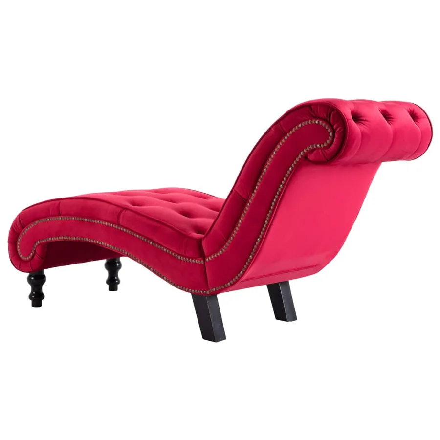 Chaise longue Velours Rouge - 5