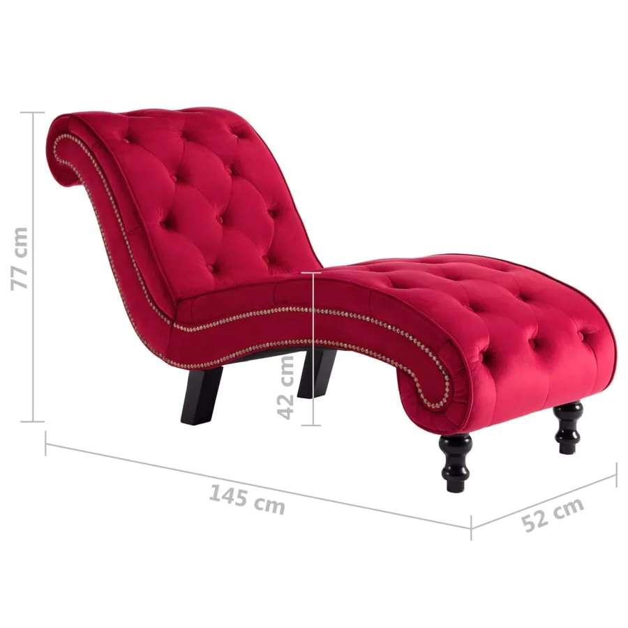 Chaise longue Velours Rouge - 8