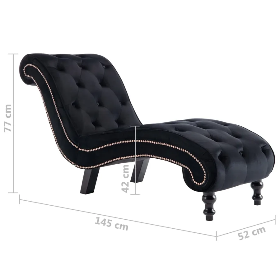 Chaise longue Noir Velours - 8