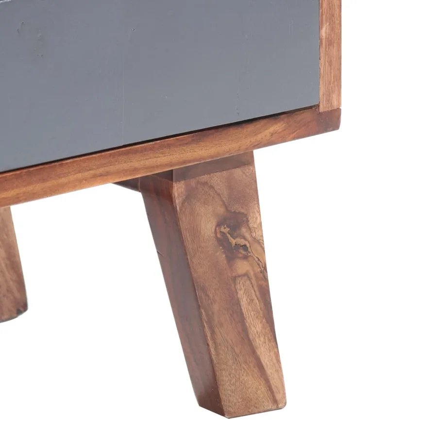 Meuble TV gris 140x30x45 cm bois solide - 6