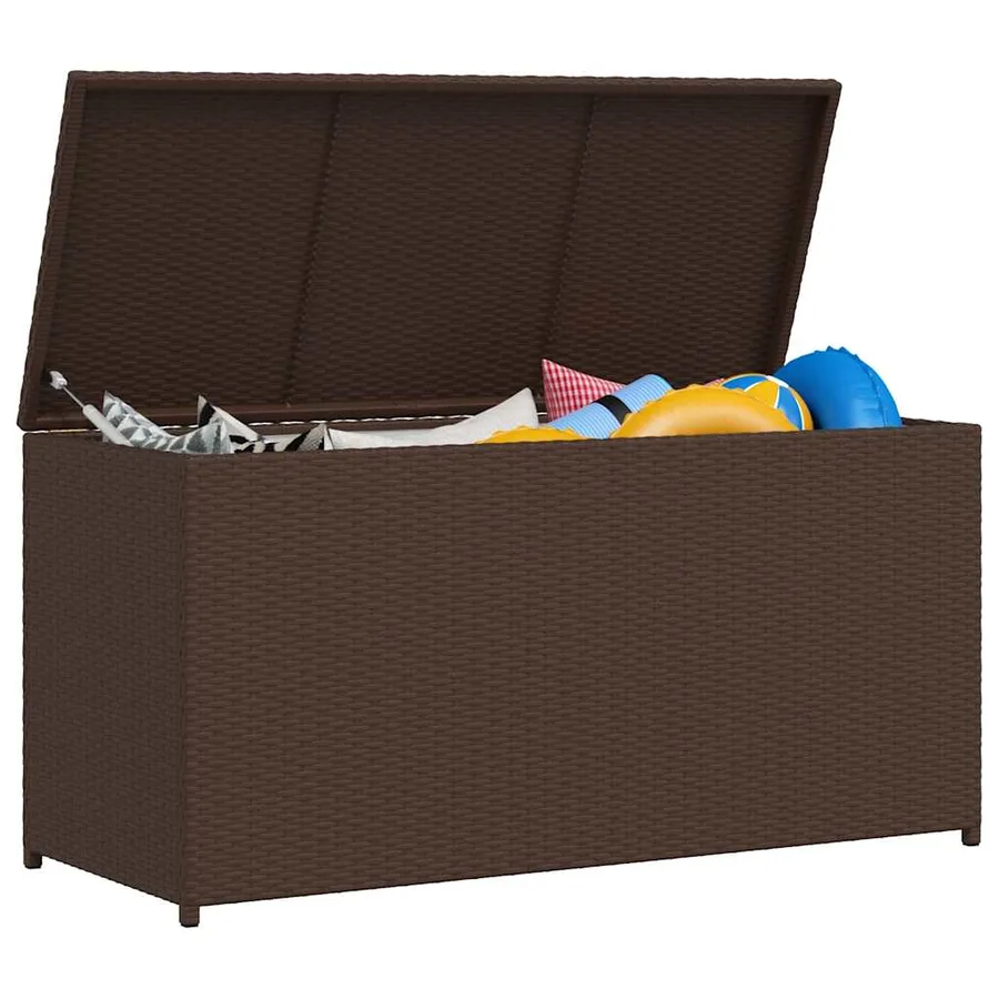 Boîte de rangement de jardin marron 120x50x60 cm résine tressée - 4