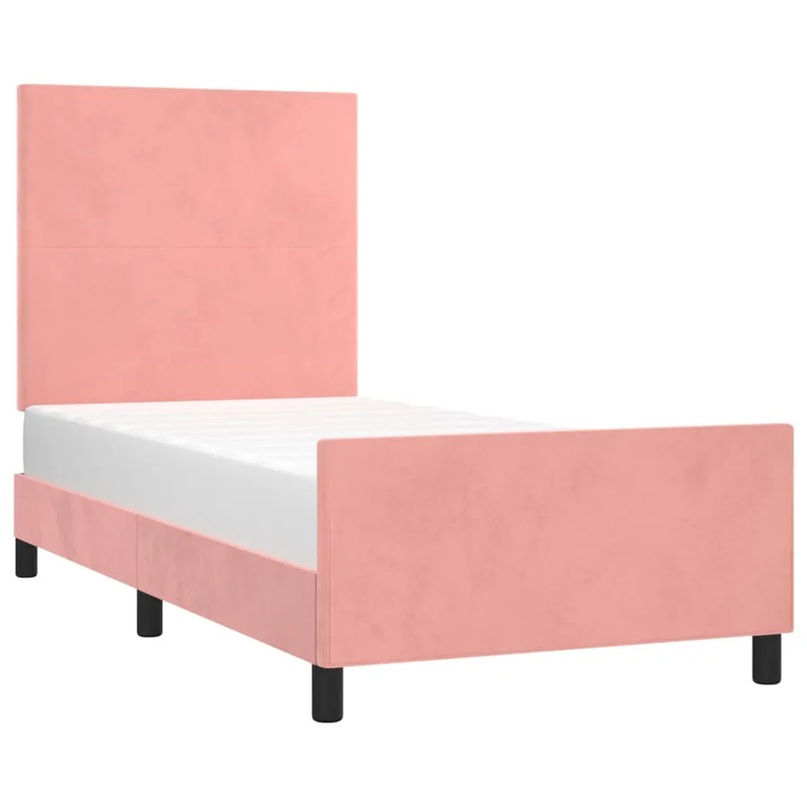 Cadre de lit sans matelas rose 90x200 cm velours - 3