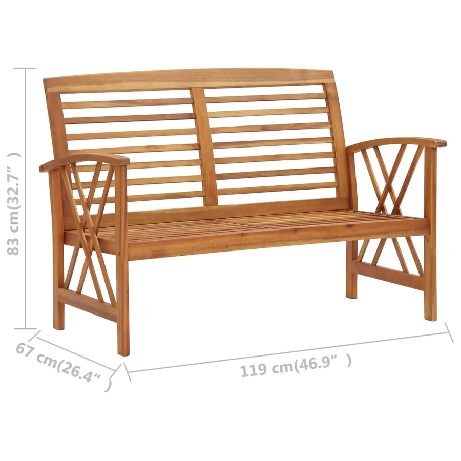 Salon de jardin 3 pcs Bois d'acacia solide - 9