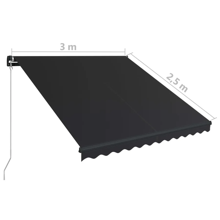 Auvent manuel rétractable 300x250 cm Anthracite - 8
