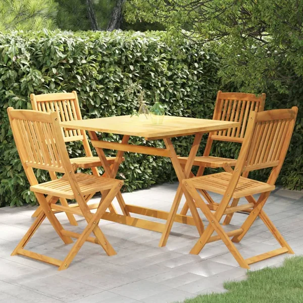Ensemble à manger de jardin pliable 5 pcs Bois d'acacia solide