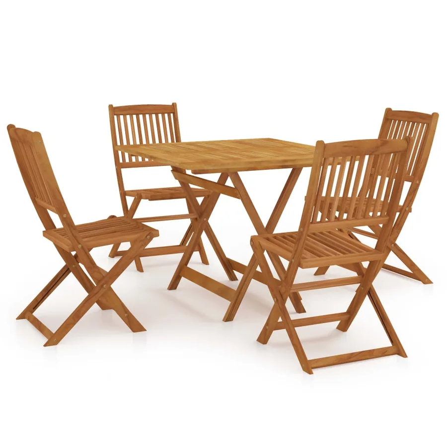 Ensemble à manger de jardin pliable 5 pcs Bois d'acacia solide - 2