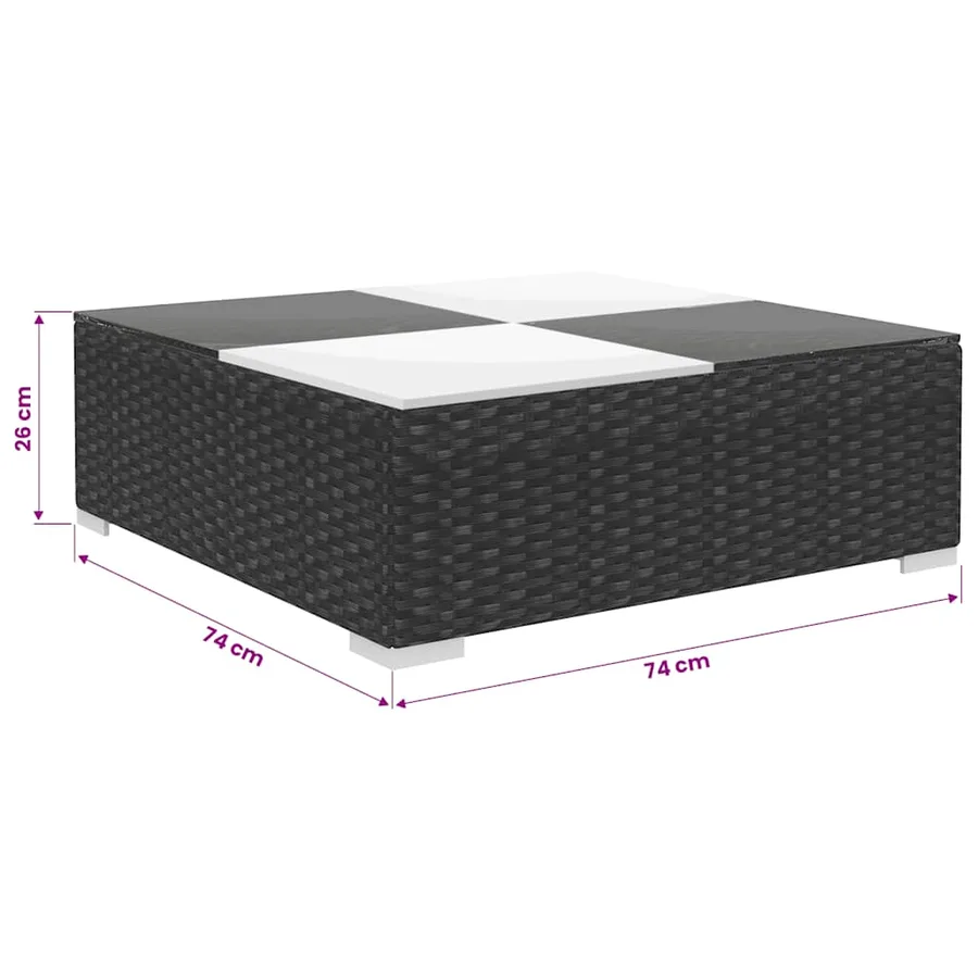 Salon de jardin 8 pcs avec coussins résine tressée noir - 10