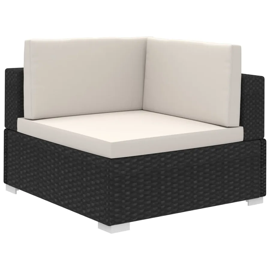 Salon de jardin 8 pcs avec coussins résine tressée noir - 3