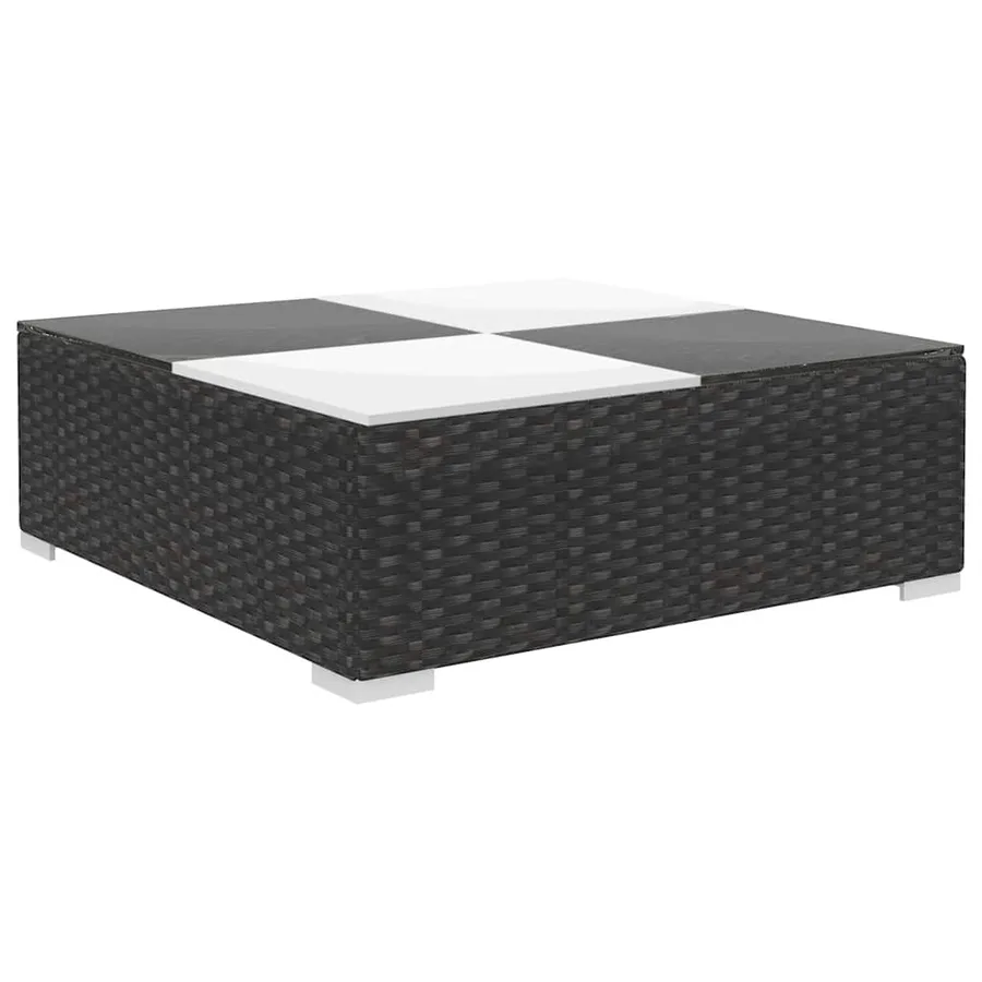 Salon de jardin 8 pcs avec coussins résine tressée noir - 6