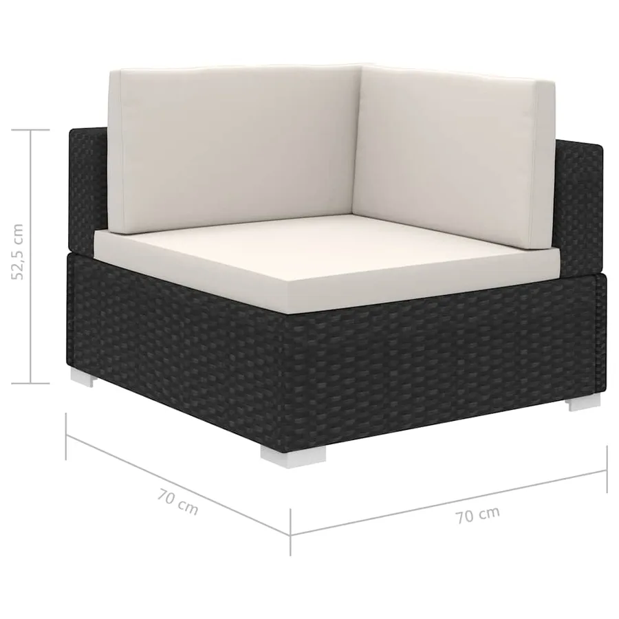 Salon de jardin 8 pcs avec coussins résine tressée noir - 7