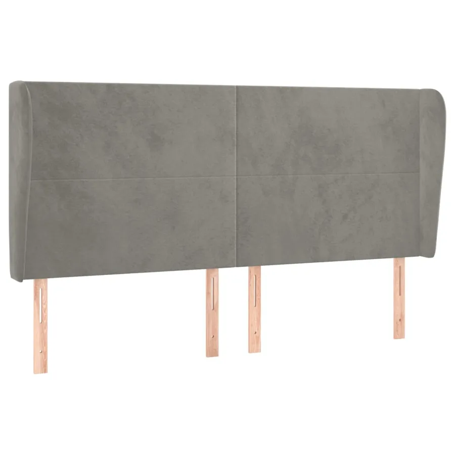 Tête de lit avec oreilles Gris clair 203x23x118/128 cm Velours - 2