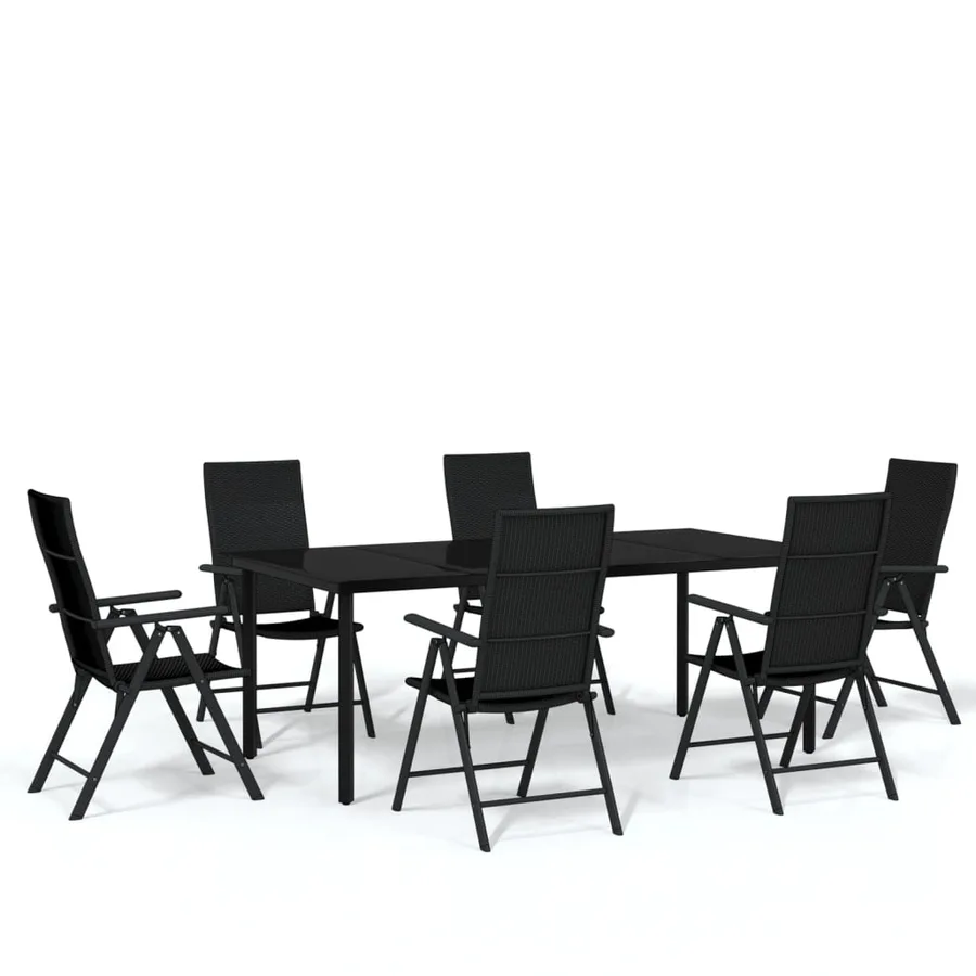 Ensemble à manger de jardin 7 pcs Noir - 2