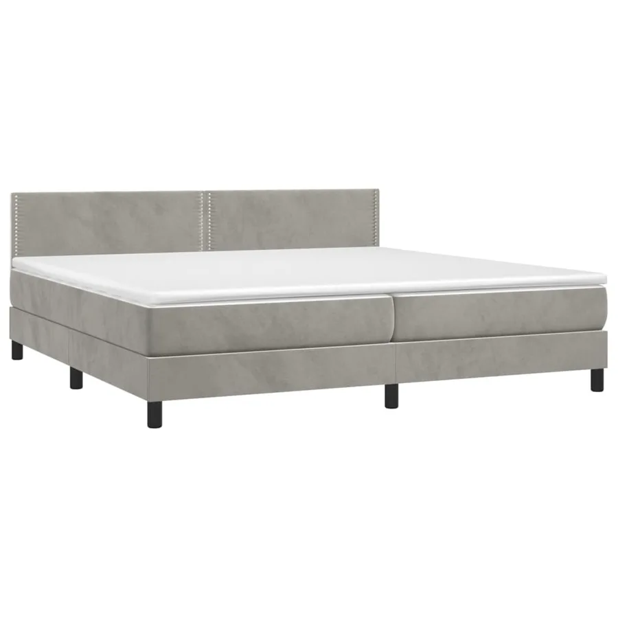 Sommier à lattes de lit avec matelas LED Gris clair 200x200 cm - 4