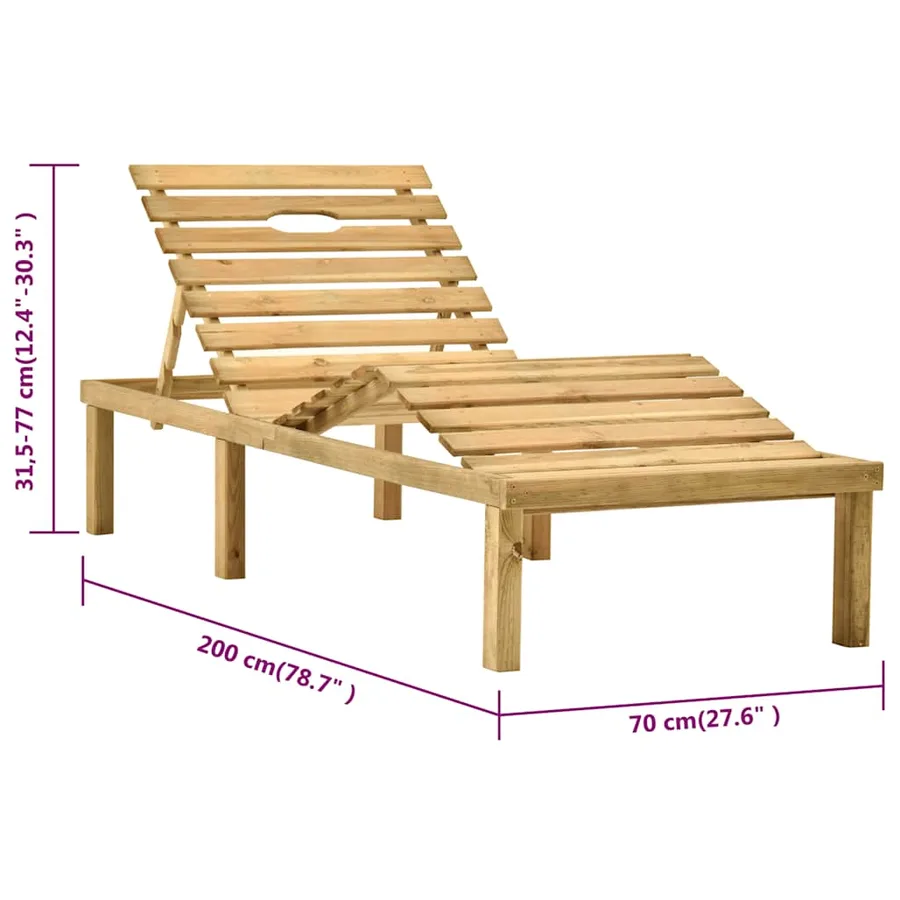 Chaise longue de jardin Bois de pin imprégné - 7