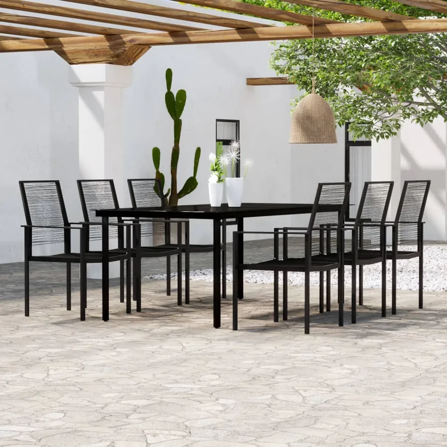 Ensemble à manger de jardin 7 pcs Noir