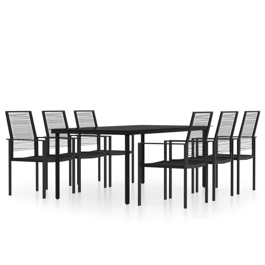 Ensemble à manger de jardin 7 pcs Noir - 2