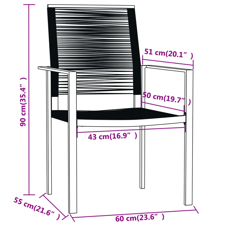 Ensemble à manger de jardin 7 pcs Noir - 7