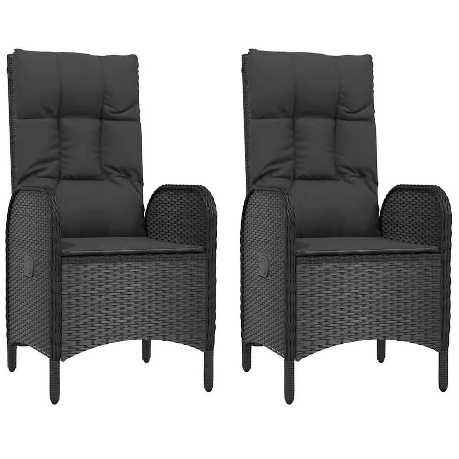 Chaises d'extérieur lot de 2 Résine tressée Noir - 2