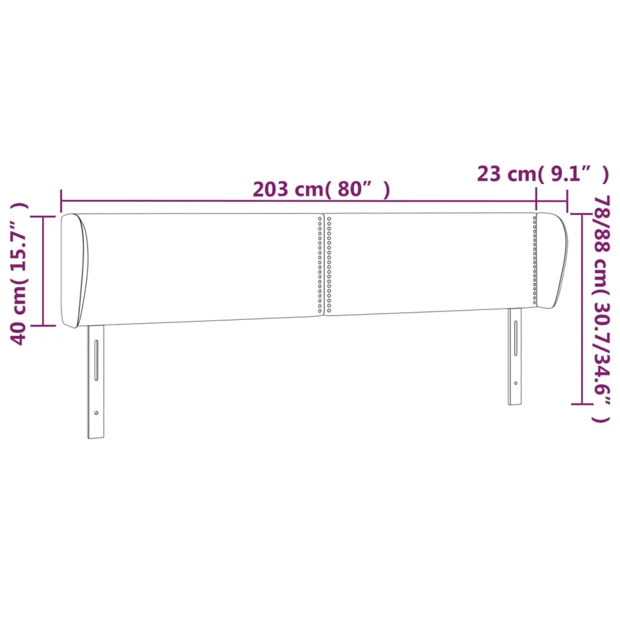 Tête de lit avec oreilles Gris clair 203x23x78/88 cm Velours - 9